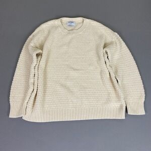 Old Navy Sweater Women's XL Tall Cream Textured Knit Tunic Long Sleeve Crew Neck